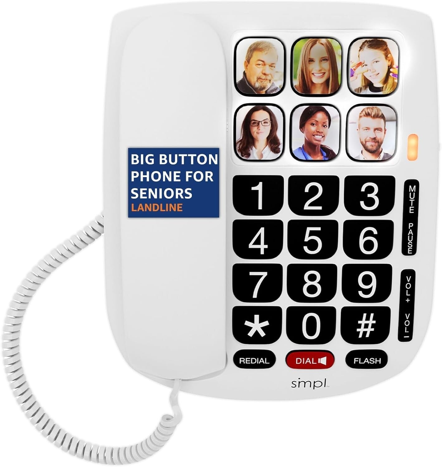 Hands-Free Corded Phone with Photo Memory – Ideal for Seniors & Hearing Impaired