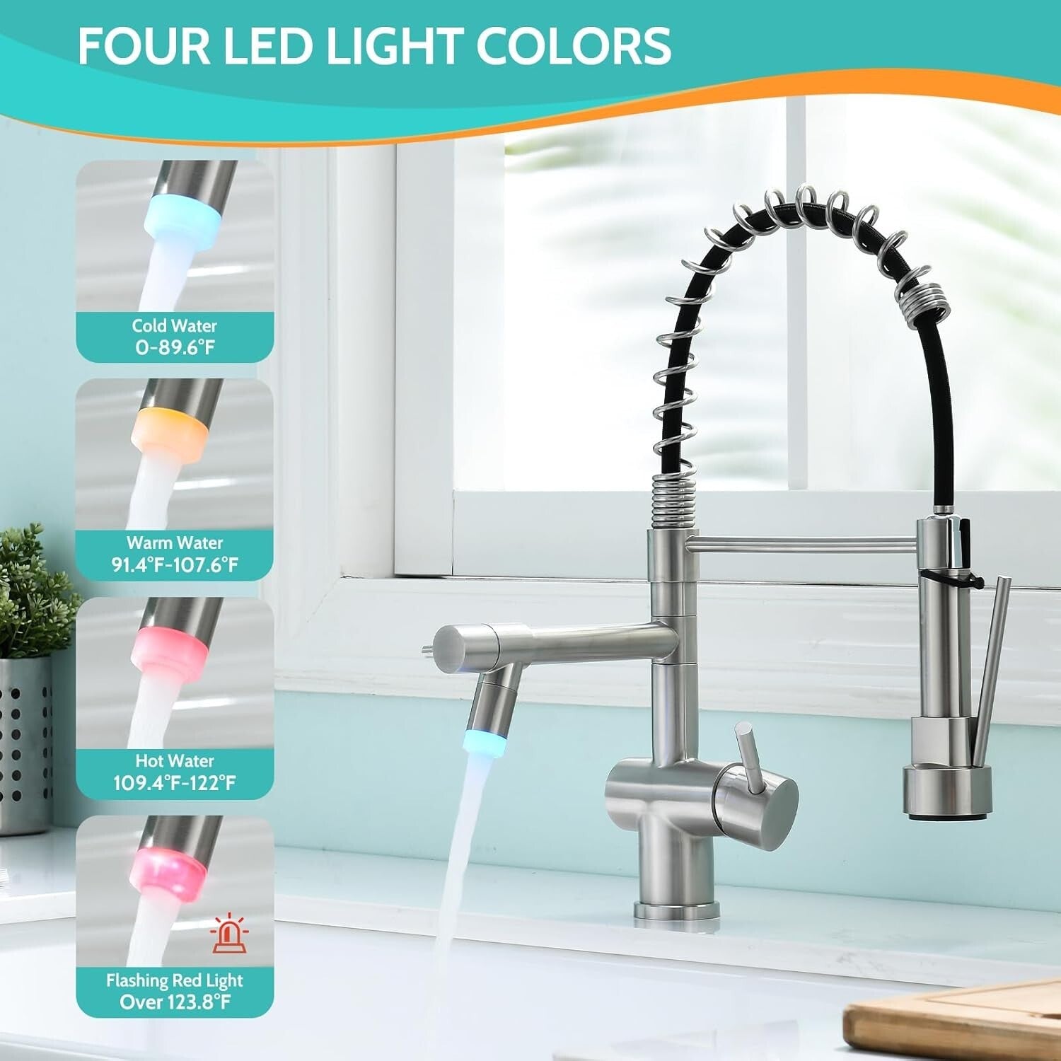Spot-Free Brushed Nickel Faucet with Pull Down Sprayer for Modern Kitchens