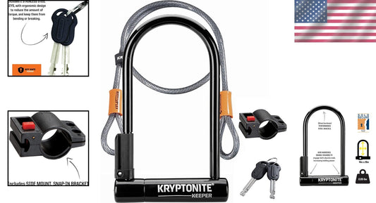 12mm Steel U-Lock with Cable - Durable Anti-Theft Bicycle Security Solution