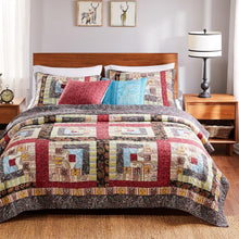 Load image into Gallery viewer, Rustic 3-Piece King Quilt Set with 100% Cotton Patchwork Design - Cozy &amp; Stylish