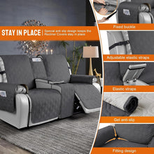 Load image into Gallery viewer, Charcoal Gray Waterproof Loveseat Recliner Cover with Console for Pet Protection