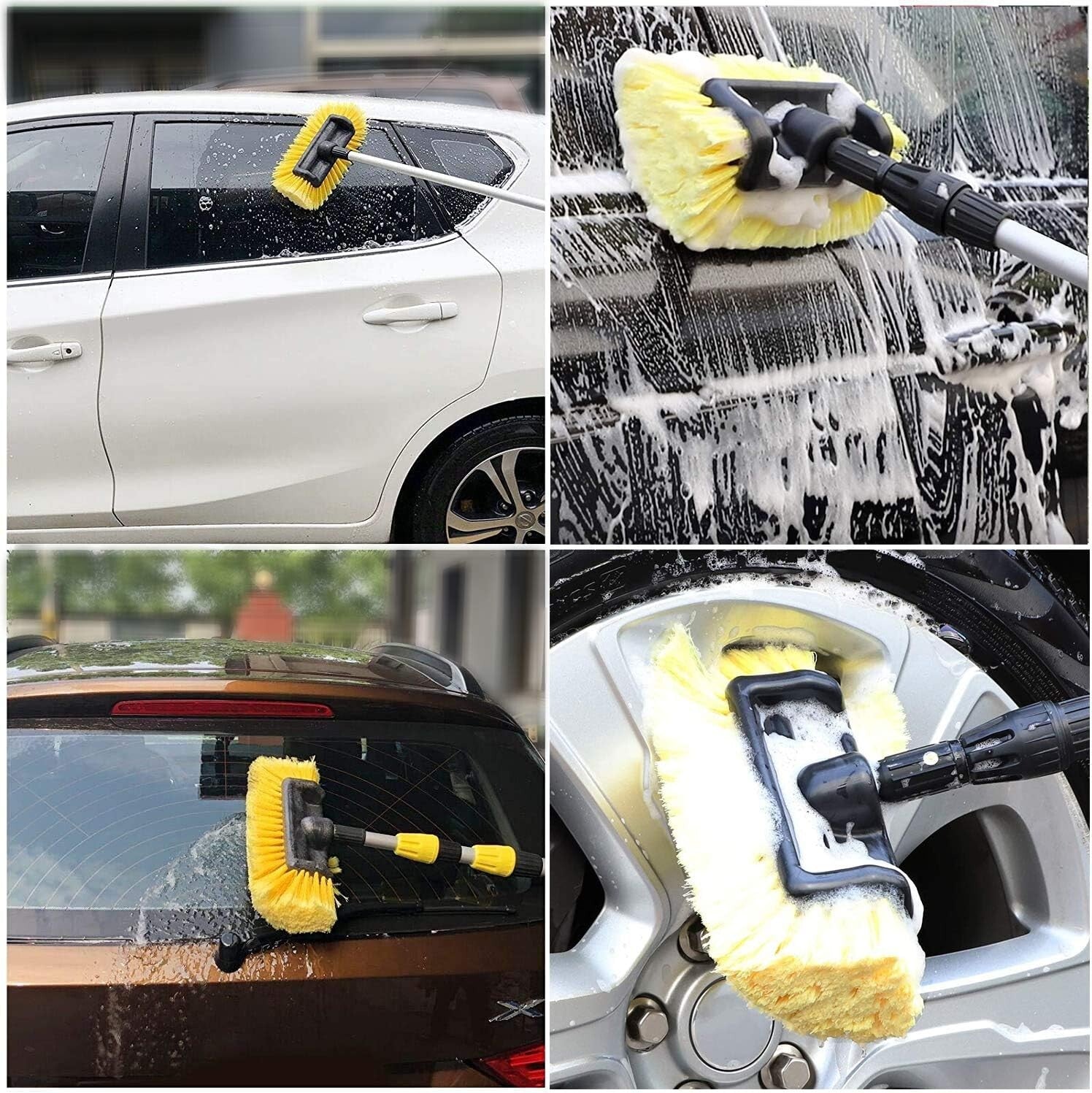 Scratch-Free Car Wash Brush with Telescoping Handle - Ideal for Homes & Vehicles