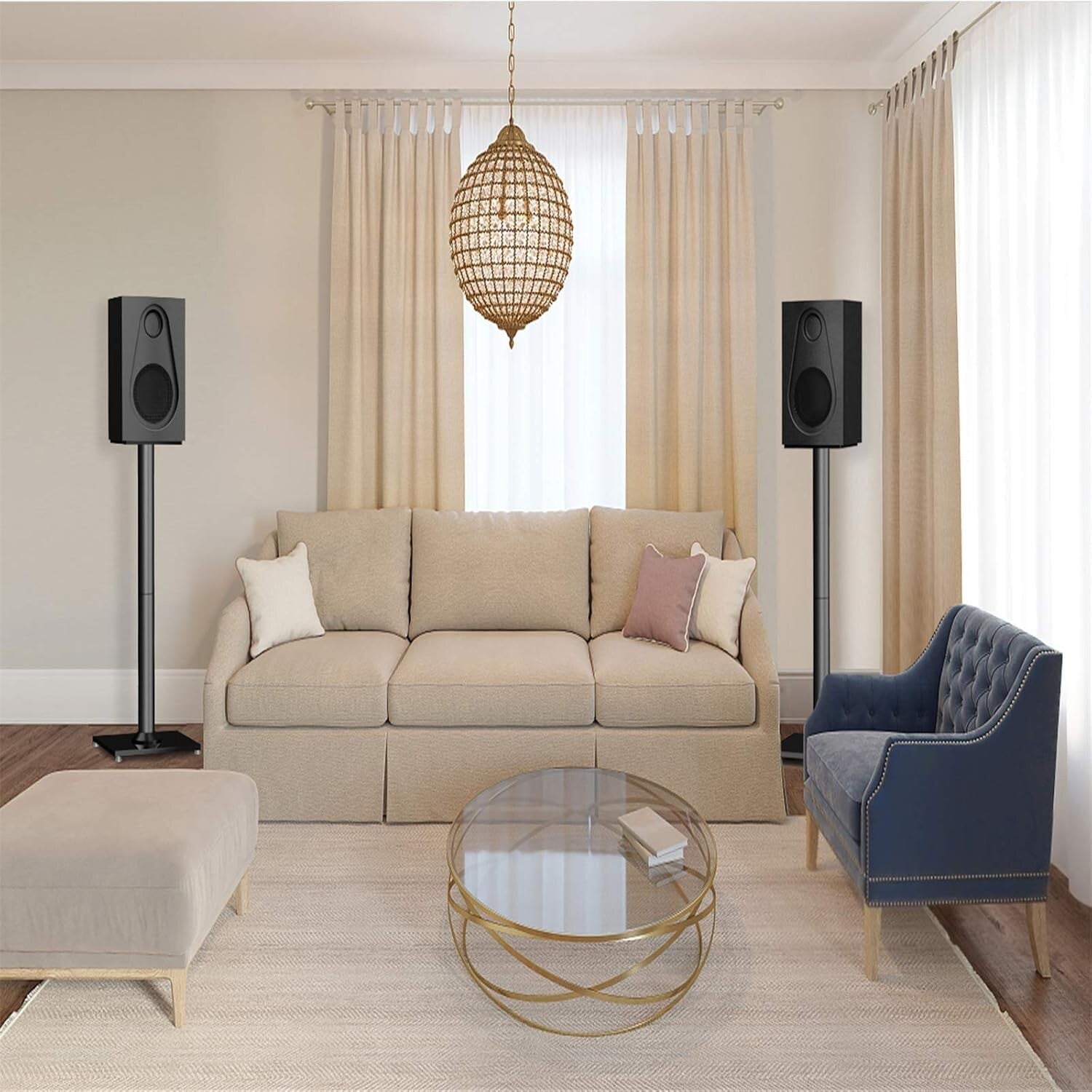 Durable Adjustable Speaker Stands with Cable Management - Perfect for Your Home