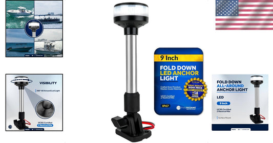 Bright 9-Inch LED Anchor Light with Clear Lens - Certified for Safe Navigation