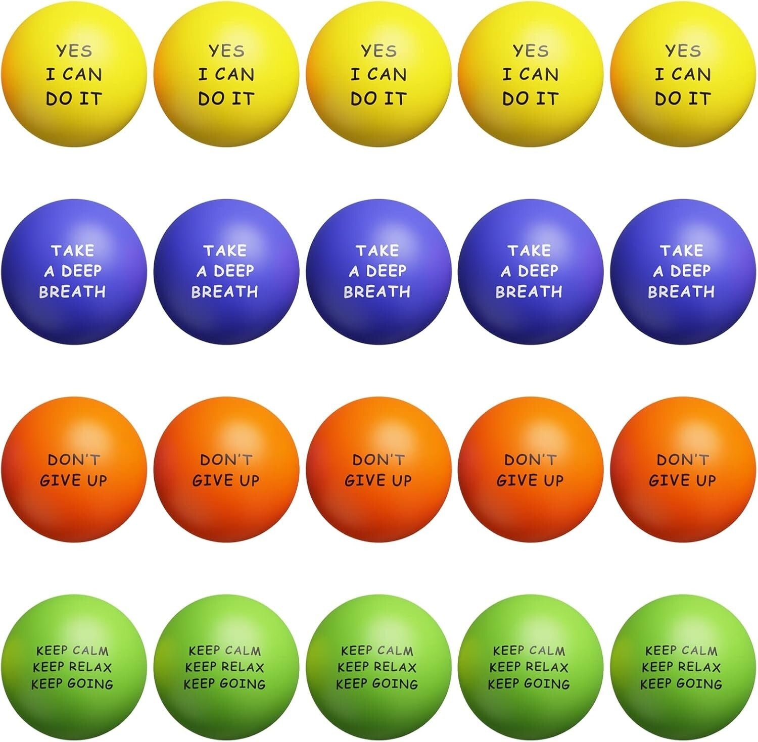 20-Pack Motivational Stress Balls for Kids & Adults - Relieve Anxiety Anywhere
