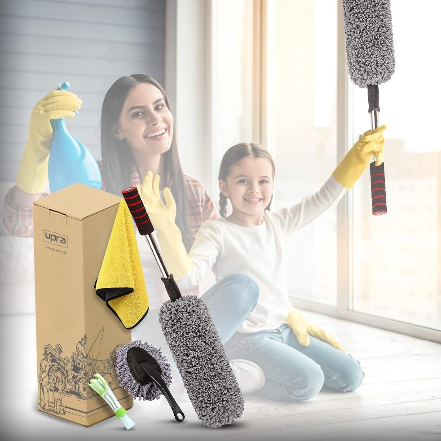 All-in-One Car Cleaning Duster Set with Extendable Handle - Ideal for SUVs & RVs
