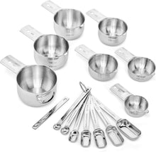 Load image into Gallery viewer, Premium 14-Piece Stainless Steel Measuring Cups &amp; Spoons Set - Lifetime Durable