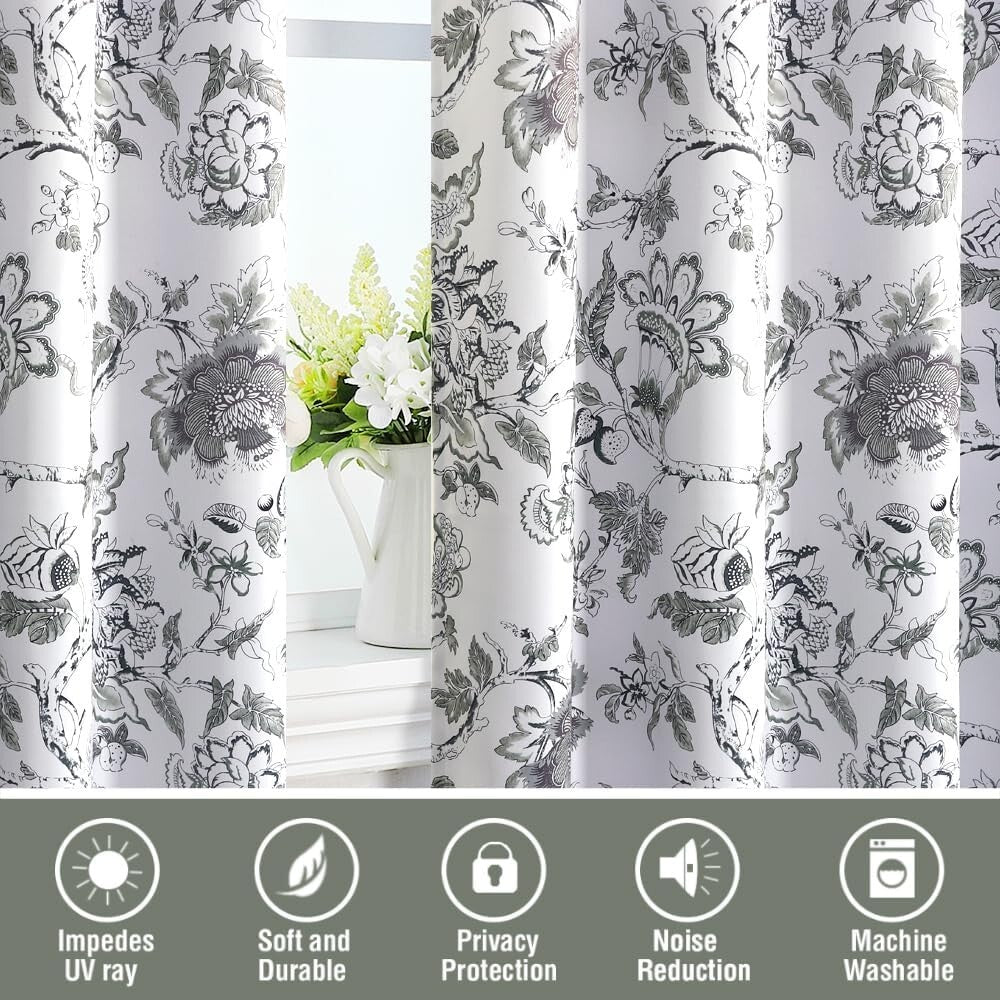 Stylish Blackout Curtains 84" with Floral Print – Energy Saving & Noise Reducing