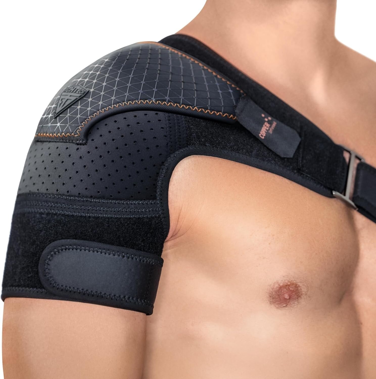 Copper-Infused Shoulder Brace for Torn Rotator Cuff - Pain Relief, Large/X-Large
