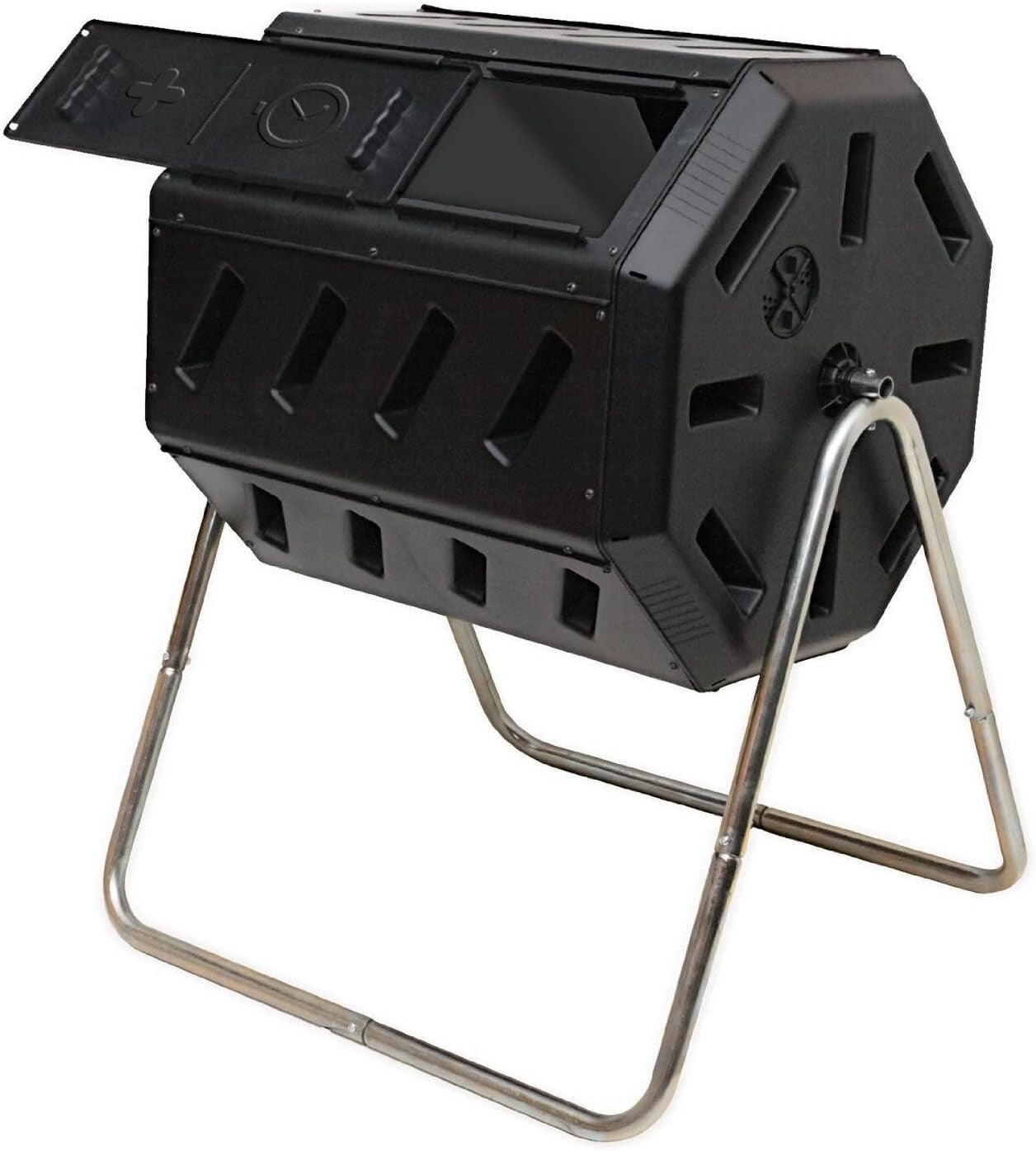 Stylish Black Outdoor Tumbling Composter - 37 Gallon Dual Chamber Design