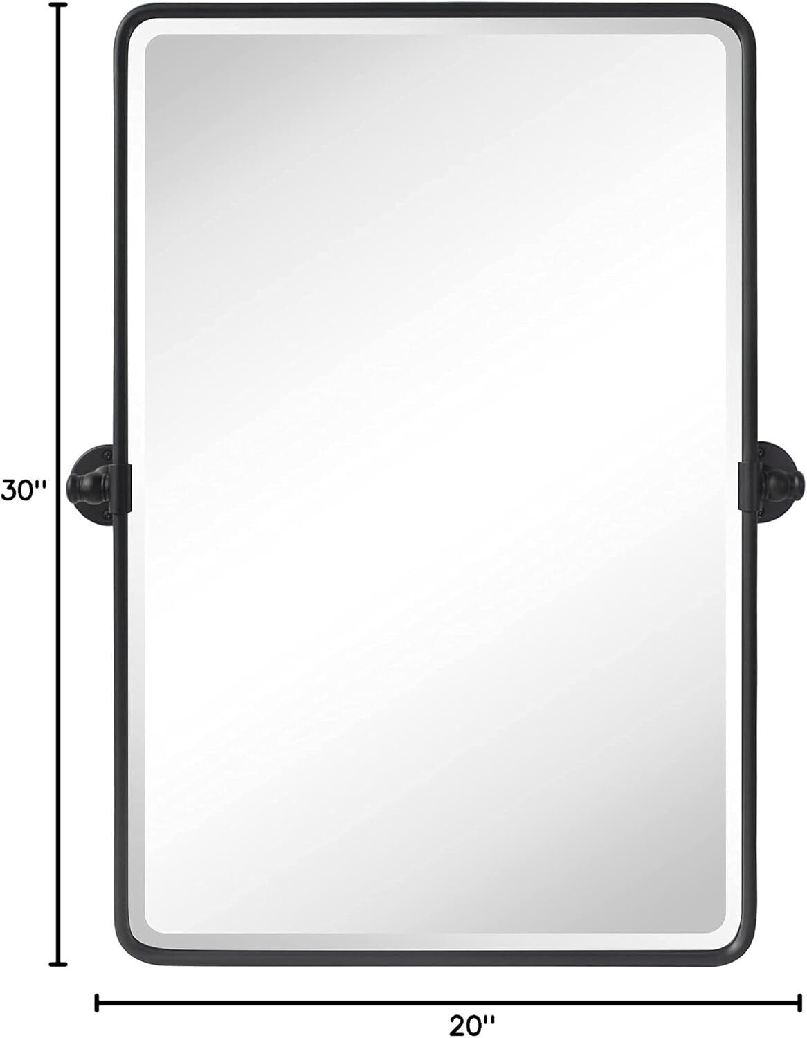 Beveled Rectangular Black Metal Framed Bathroom Mirror - 30x20" Tilting Design
