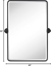 Load image into Gallery viewer, Beveled Rectangular Black Metal Framed Bathroom Mirror - 30x20" Tilting Design