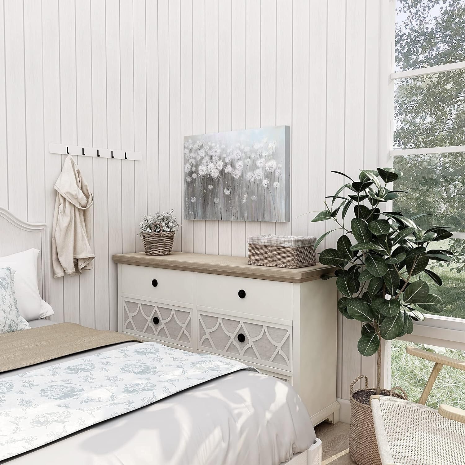 Chic 16x24 Flower Artwork - Versatile Canvas for Living Room & Bedroom