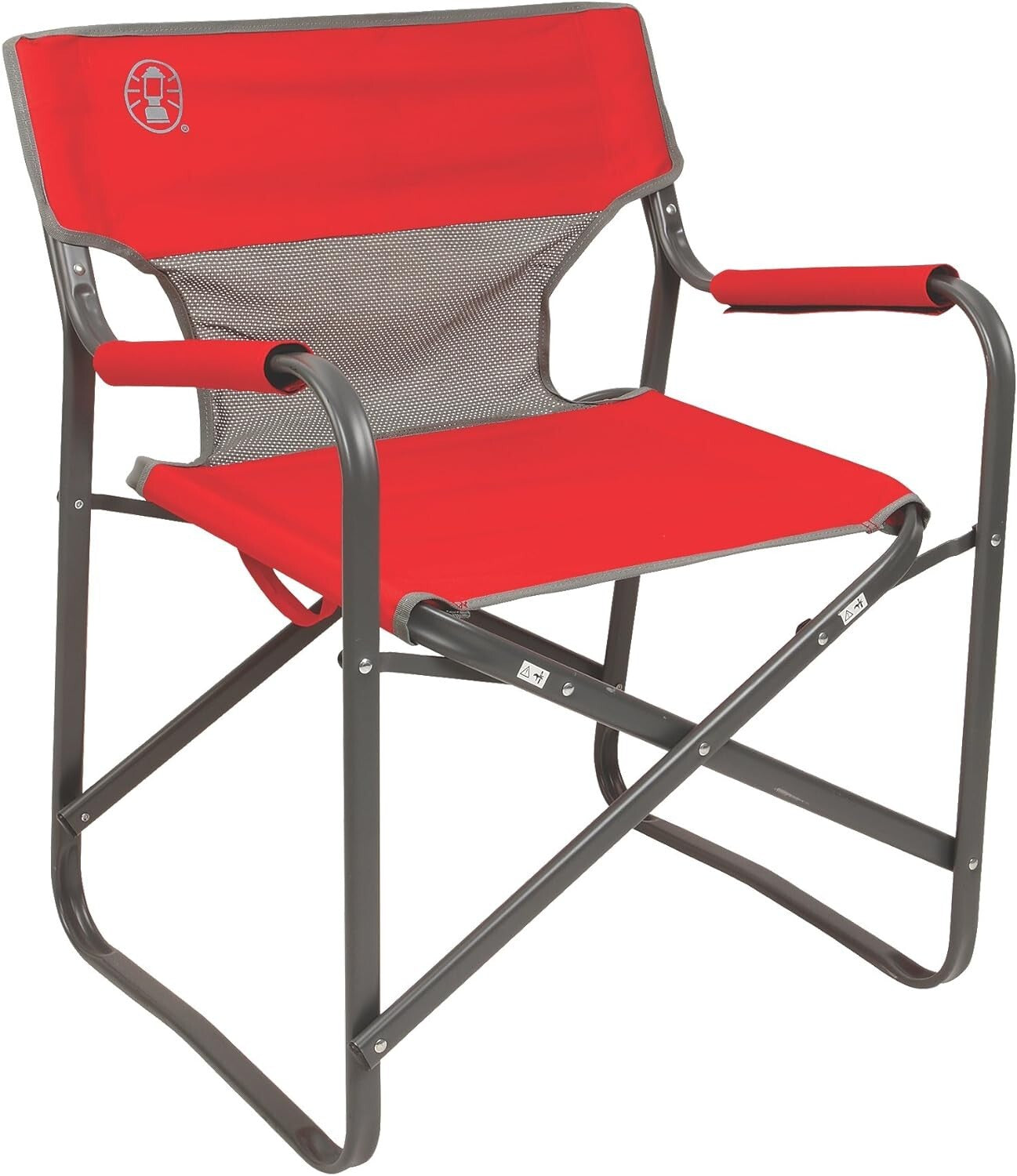 Stylish Red/Grey/Black Folding Camp Chair with Comfortable Cooling Mesh Seating
