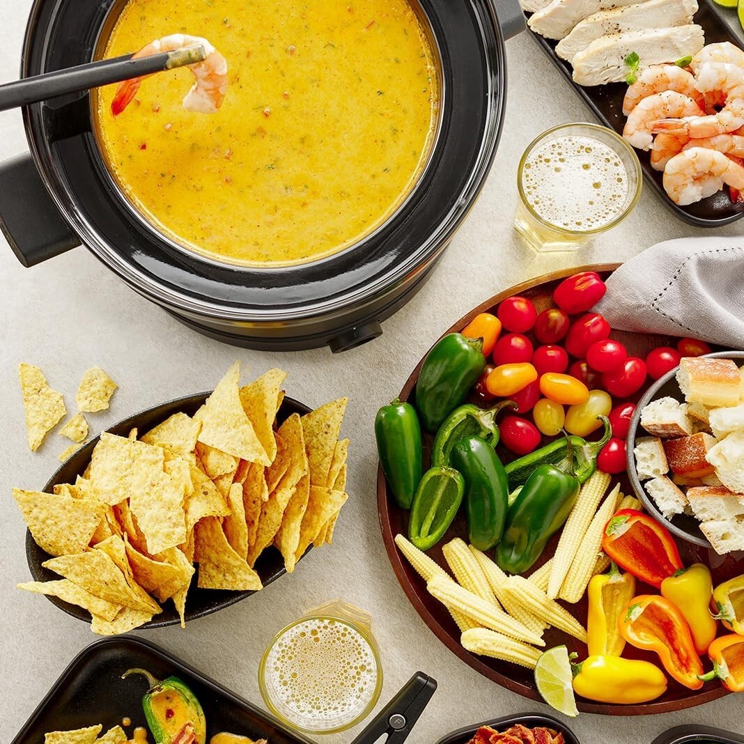 Ceramic Electric Fondue Set for Chocolate, Cheese & Broth - 6 Baskets Included