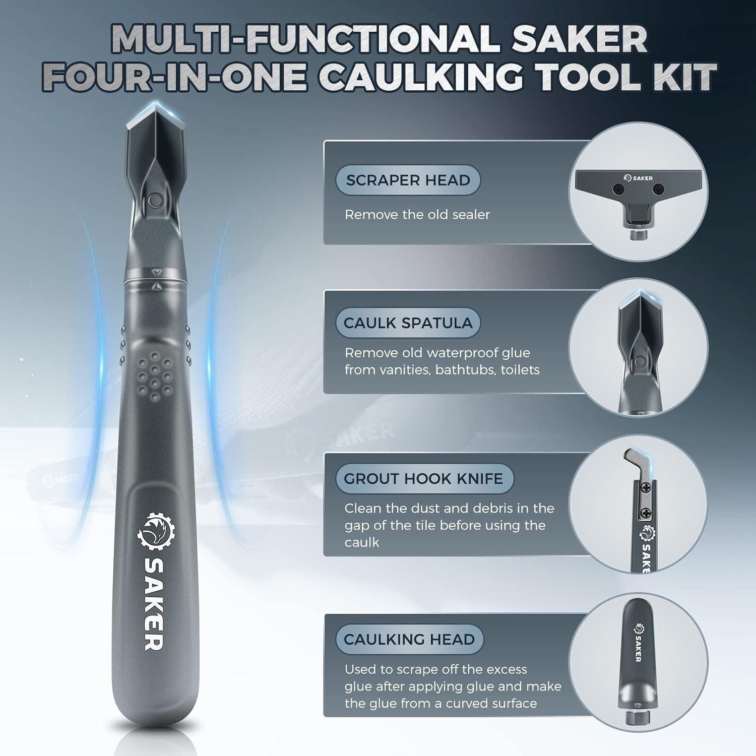 Efficient 4 in 1 Caulk Remover Kit - Ideal for Home and Bathroom Projects