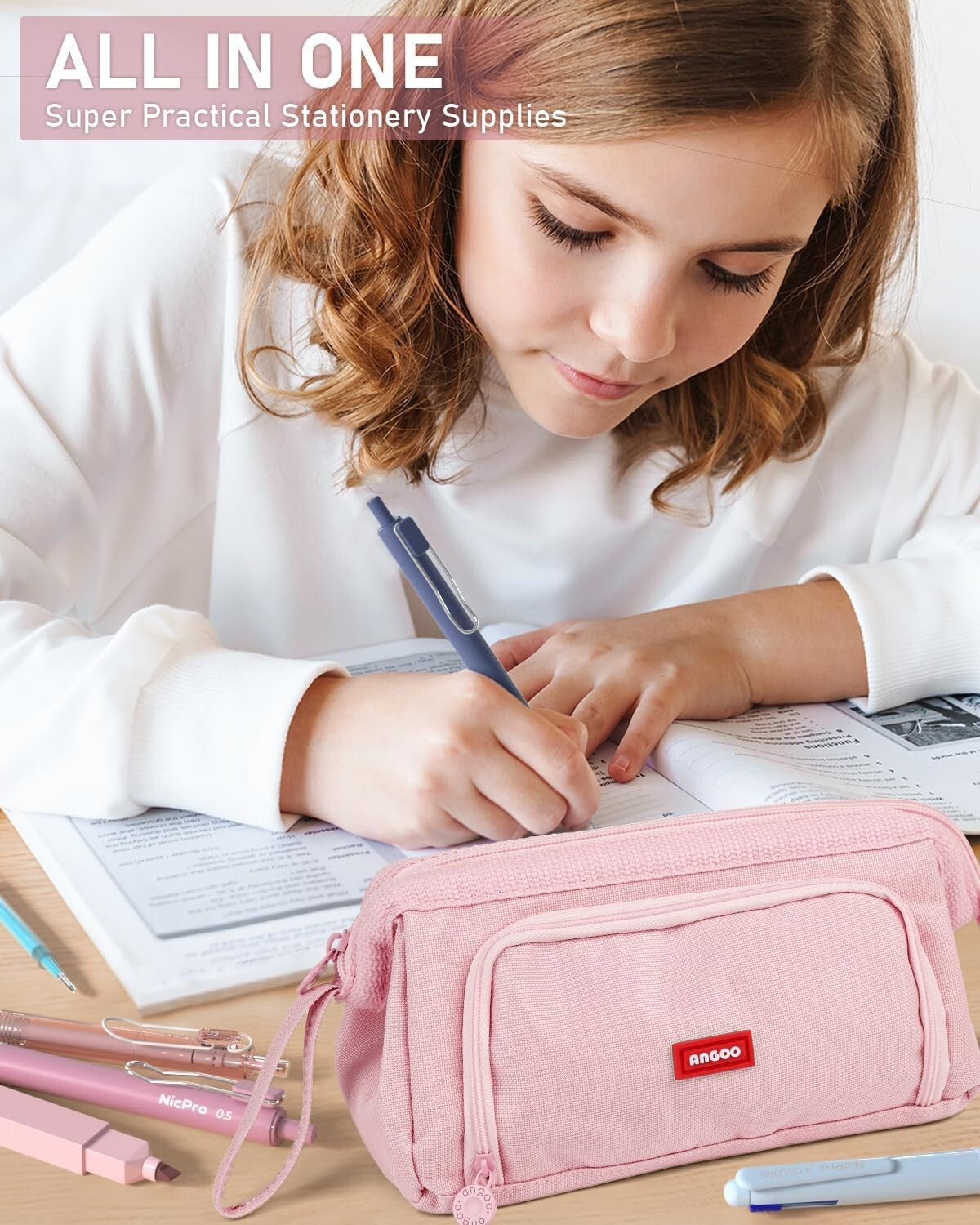 78-Piece Aesthetic School Supplies Set with Cute Pastel Pen Case & Highlighters