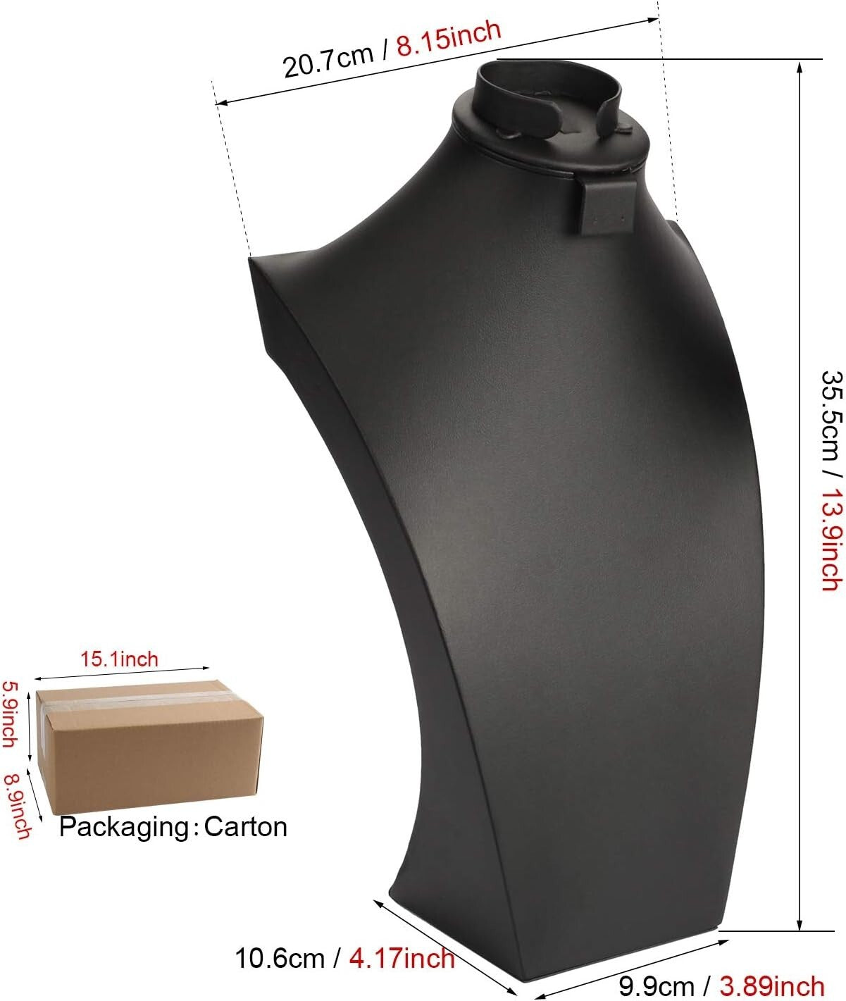 Sophisticated PU Leather Jewelry Display Stand for Rings & Necklaces - 13.9"