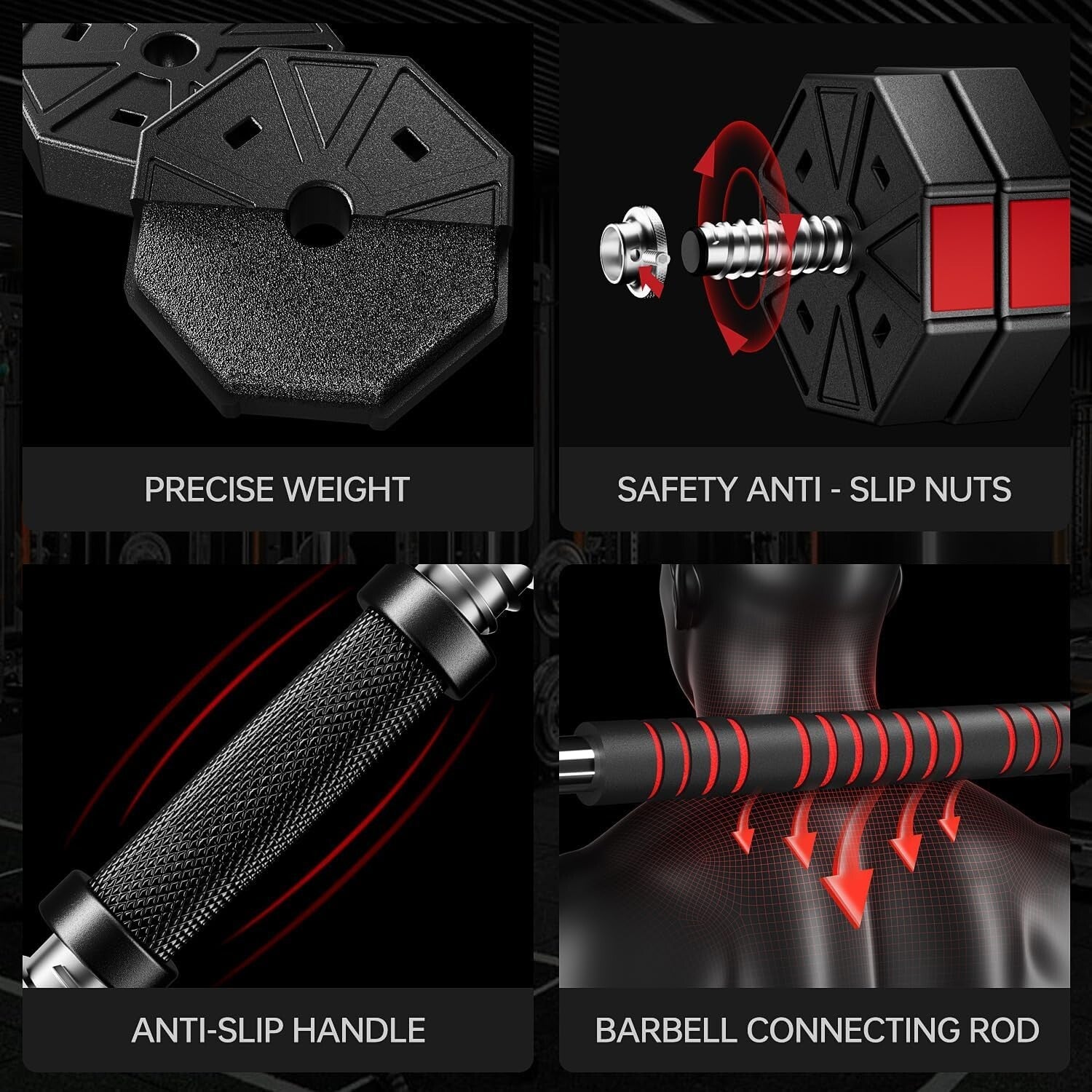 Multi-Function Home Gym Dumbbells - 44lbs, 66lbs & 88lbs Adjustable Weights