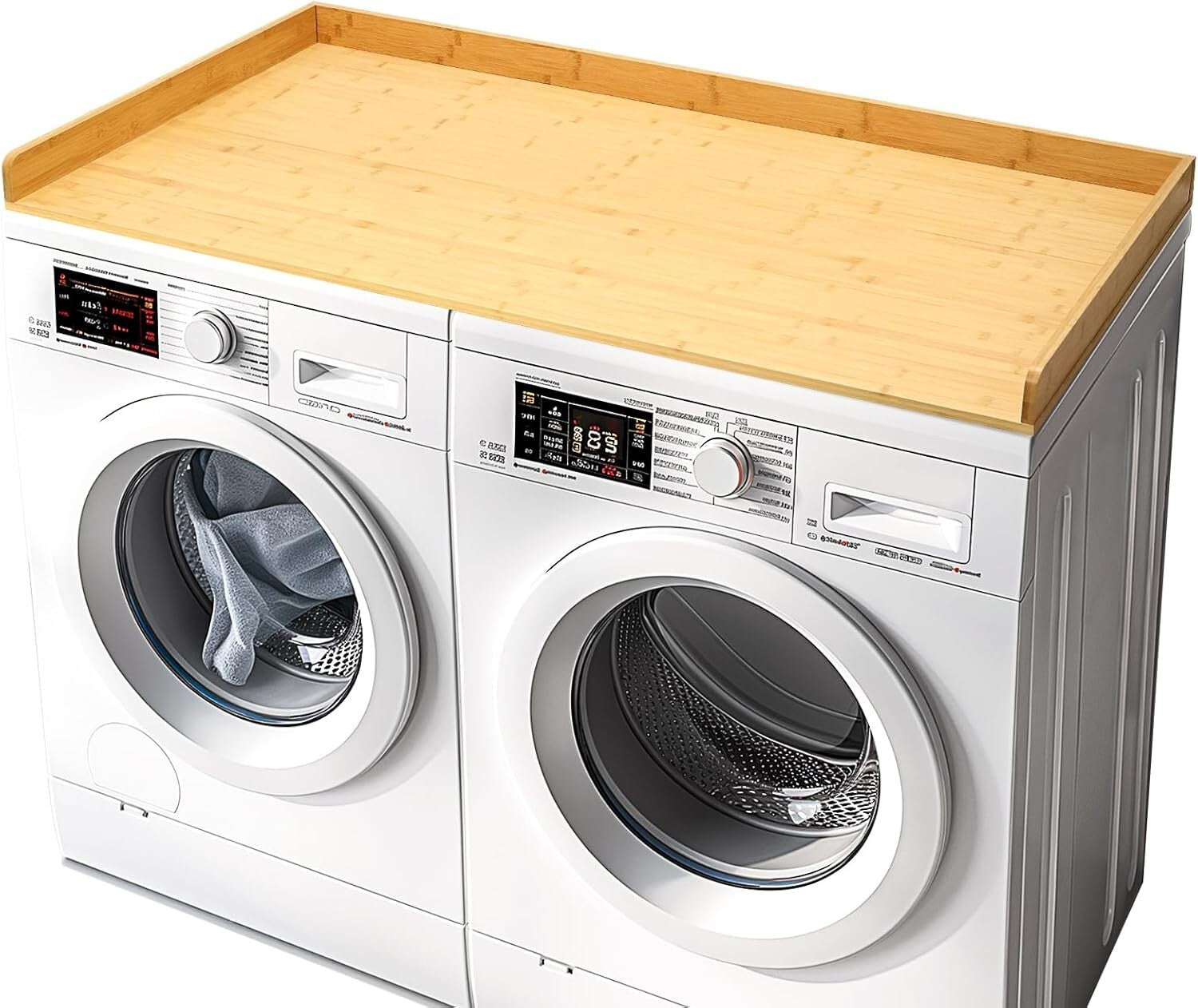 Extra Large Natural Bamboo Washer Dryer Countertop for Stylish Laundry Spaces