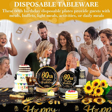 Load image into Gallery viewer, Stylish 452-Piece Complete Set of Black and Gold Tableware for 60th Celebrations