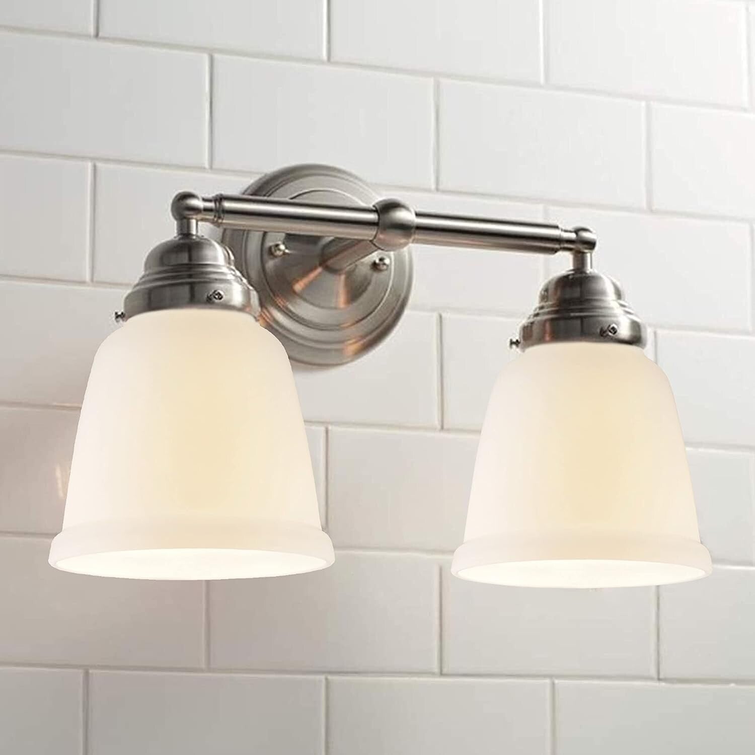 Elegant Pack of 4 Bell-Shaped Seeded Glass Shades for Ceiling Fans & Lamps