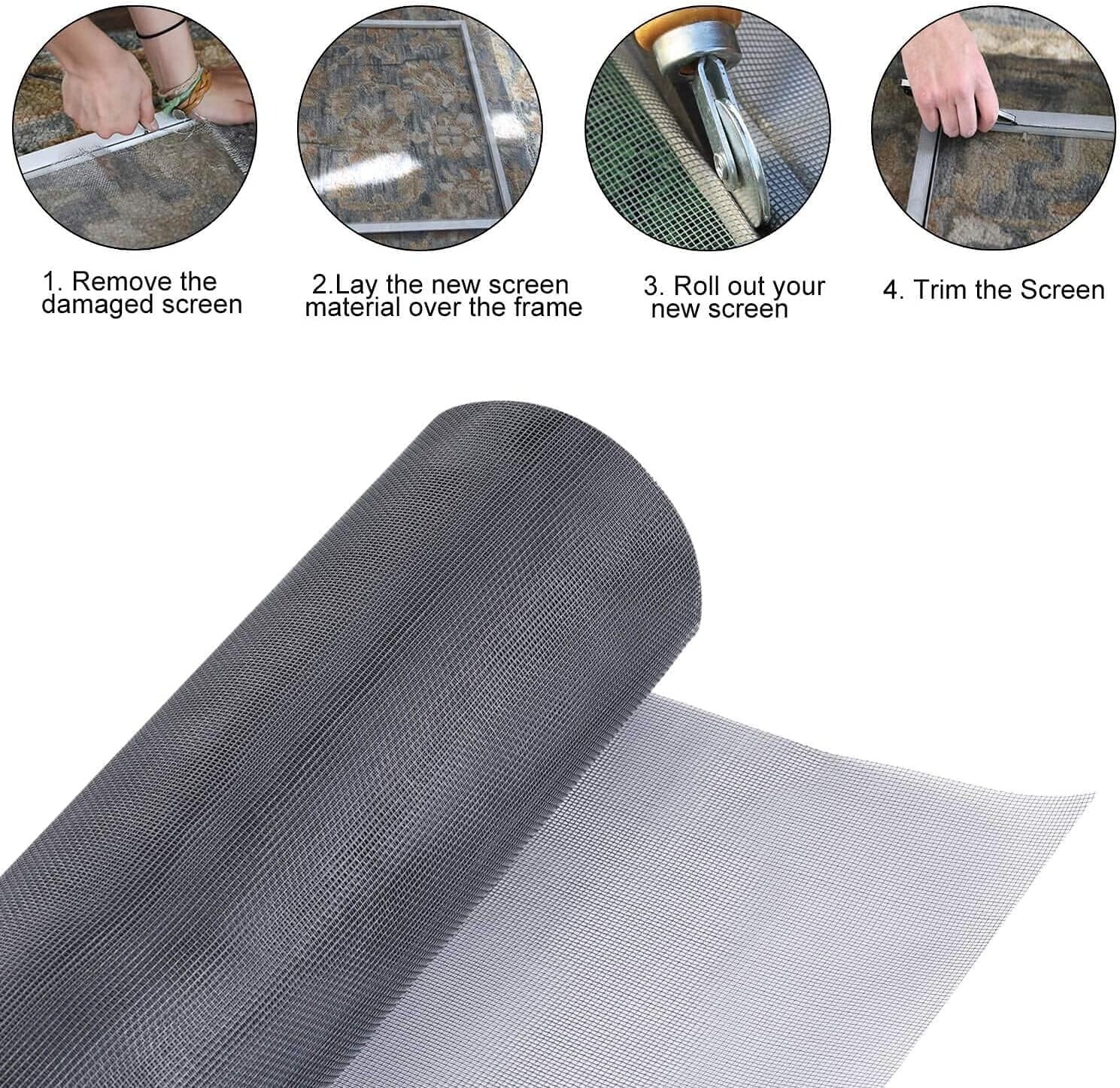 Fiberglass Window Screen Roll 96"x100" - UV Protection & Easy Customization