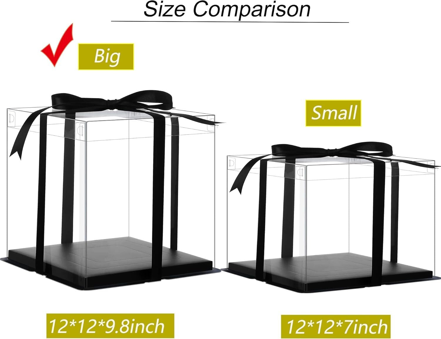 Elegant Clear Cake Packaging - 6 Tall Boxes, Ideal for Weddings & Parties