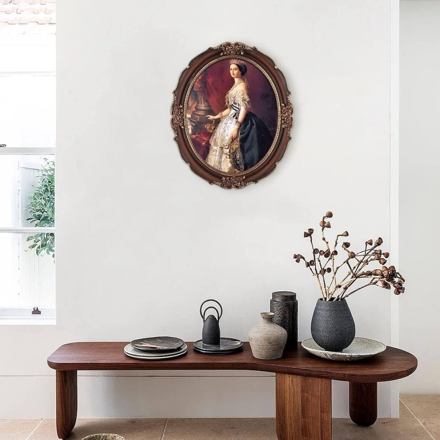 Handcrafted 11x14 Oval Picture Frame with Floral Design -Luxury Home Accessory