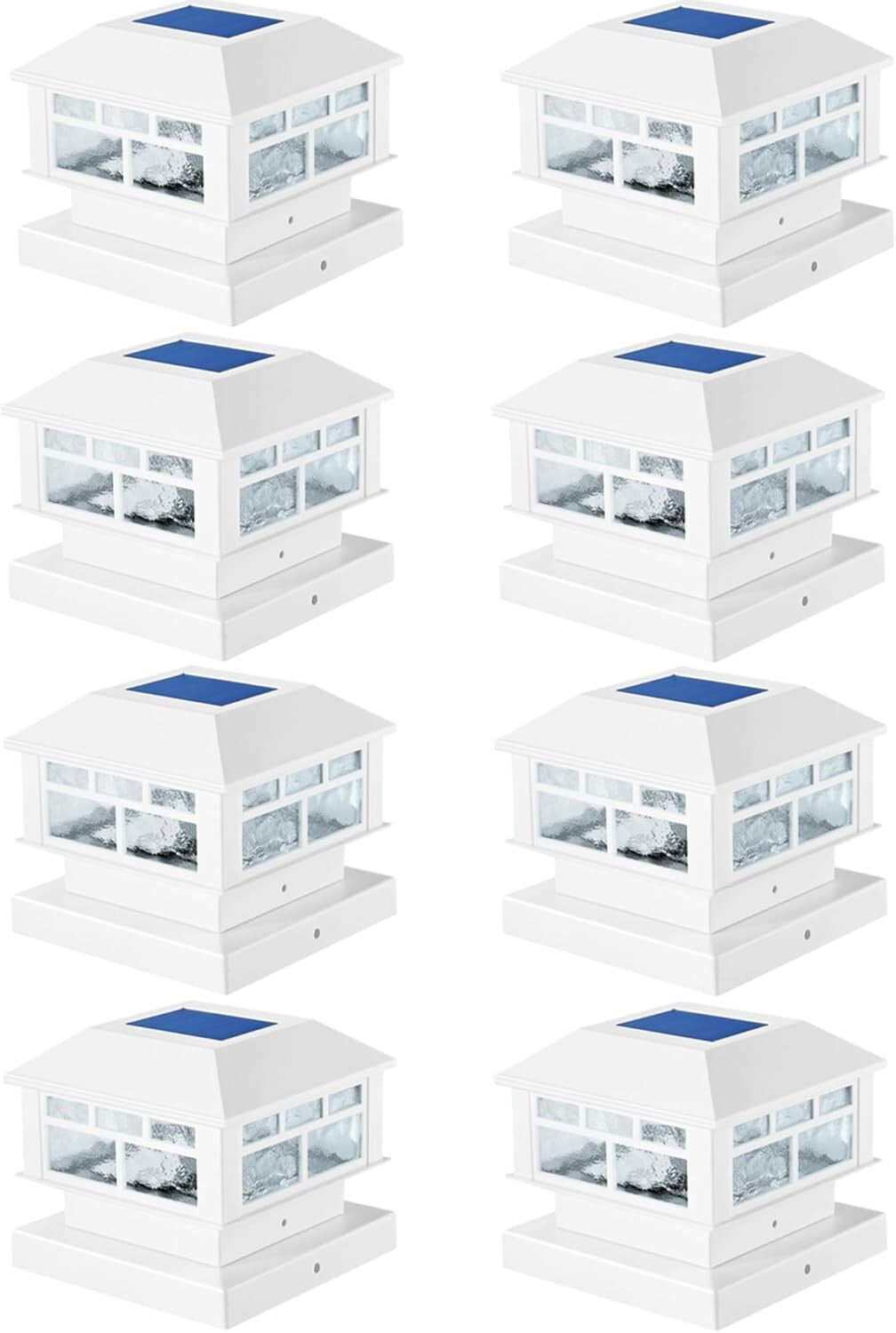 Durable Waterproof Solar Post Lights - 8 Pack with Warm & White Light Options