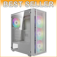 Load image into Gallery viewer, White Mid Tower Gaming PC Case with Tempered Glass &amp; 4 ARGB Fans - AURA GC2