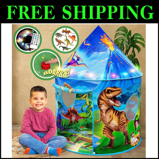 Vibrant Dino Play Tent with Roar Sounds & Remote LED Lights - Indoor & Outdoor!