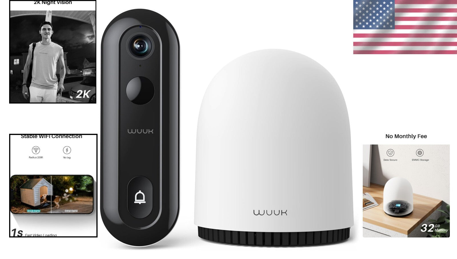 Advanced 2K Wired/Wireless Doorbell Camera with Night Vision & Motion Alerts