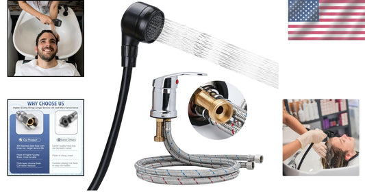 Chrome Brass Salon Shampoo Bowl Faucet & Sprayer Kit - Easy Install with Adapter