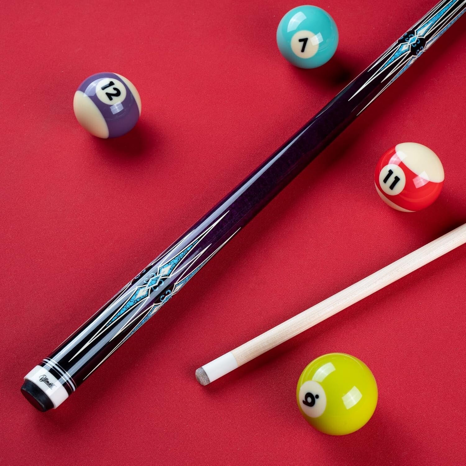 Vibrant 58" Pool Cue Stick with Comfortable Wrapless Grip - Maple Construction