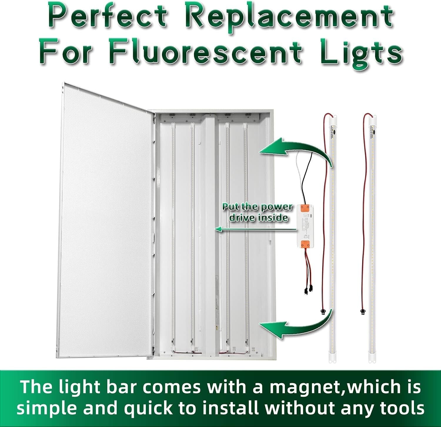 Energy Efficient! 4FT LED Retrofit Kit 36W Magnetic Mount - 5400 Lumens