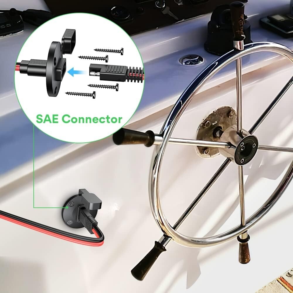 10AWG Weatherproof SAE Connector Sidewall Port with Quick Connect Adaptors