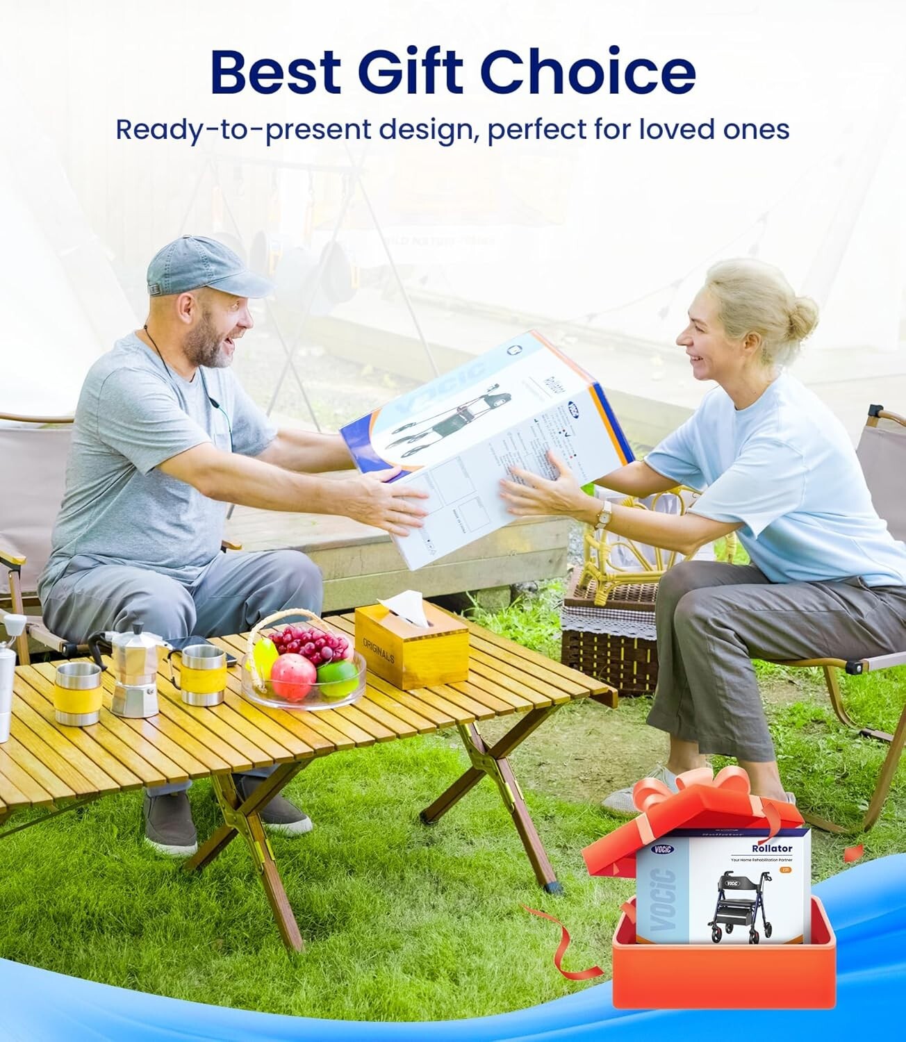 Lightweight Aluminum Walker for Seniors - Foldable, Adjustable Height & Storage