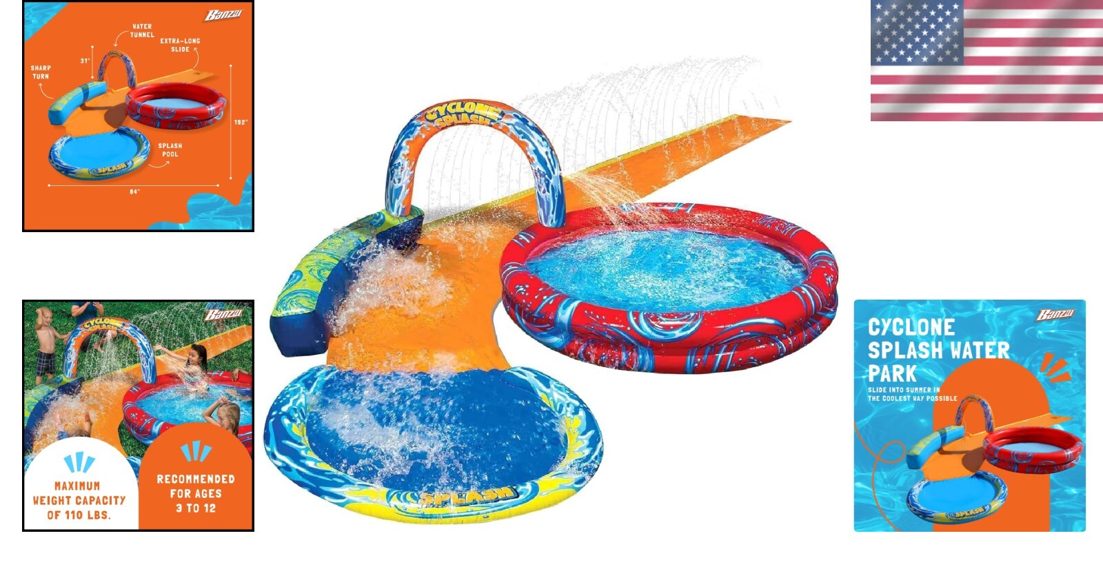Cyclone Splash Park: 3-in-1 Inflatable Water Slide & Pool for Kids Fun