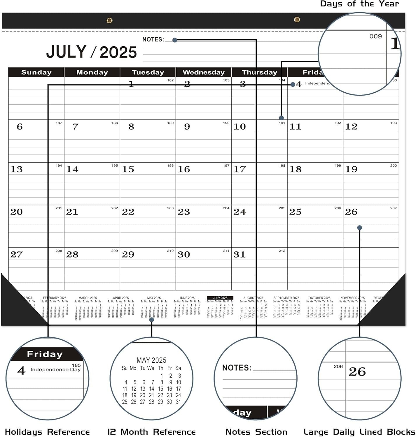 Extra Large 2025-2026 Desk Calendar with Easy Tear-Off Pages - Elegant Design