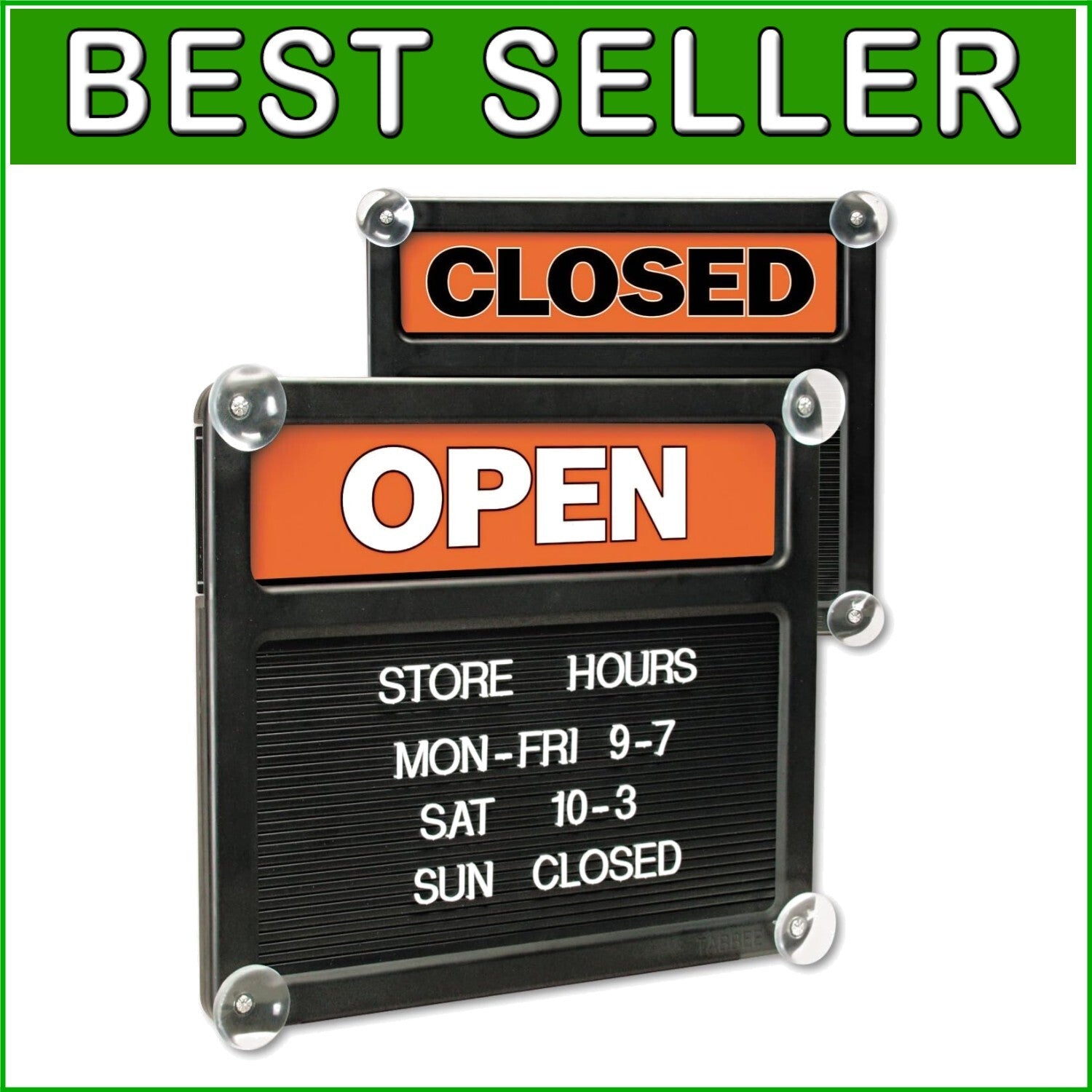 14.38x12.38 Durable Double-Sided Open/Closed Sign with Easy Install Suction Cups