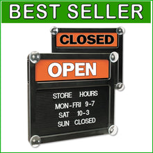 Load image into Gallery viewer, 14.38x12.38 Durable Double-Sided Open/Closed Sign with Easy Install Suction Cups