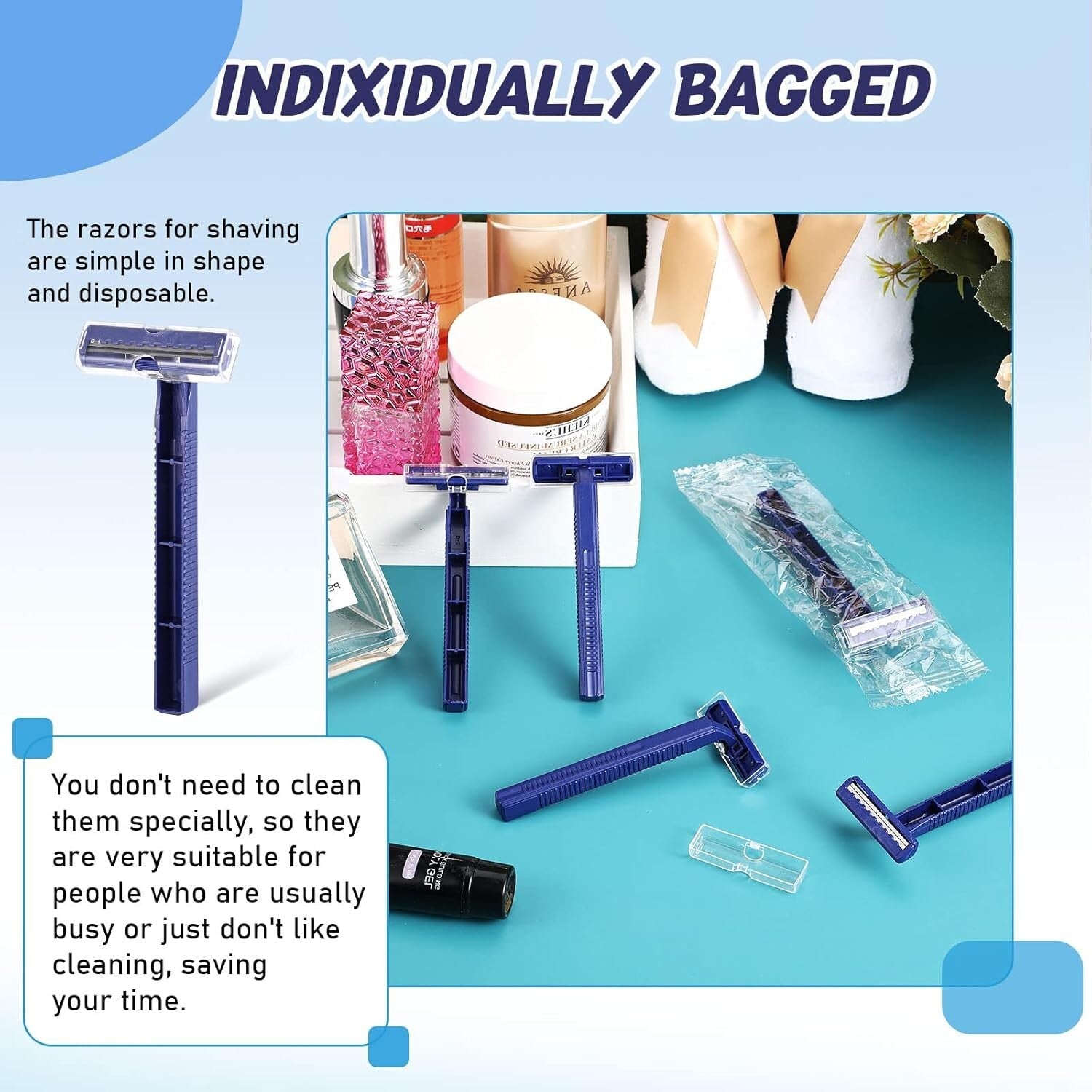 Twin Blade Stainless Steel Razors in Bulk - Ideal for Home and Charity Use