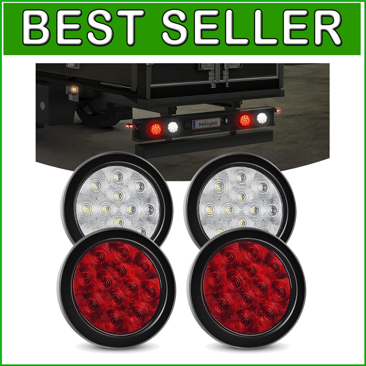 Bright 12-LED 4" Round Truck Tail Lights - Easy Installation & Weather Resistant