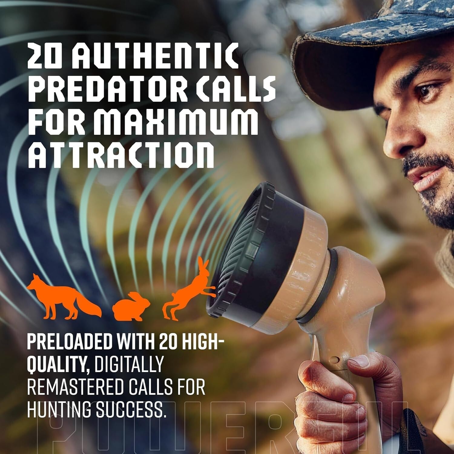 120+ Decibel Handheld Caller with 20 Proven Predator Calls - Lightweight Design