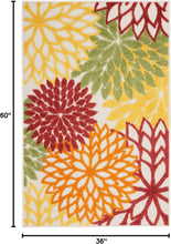 Load image into Gallery viewer, Tropical Floral Area Rug - Stain-Resistant Red Multicolor Fabric 3' x 5'