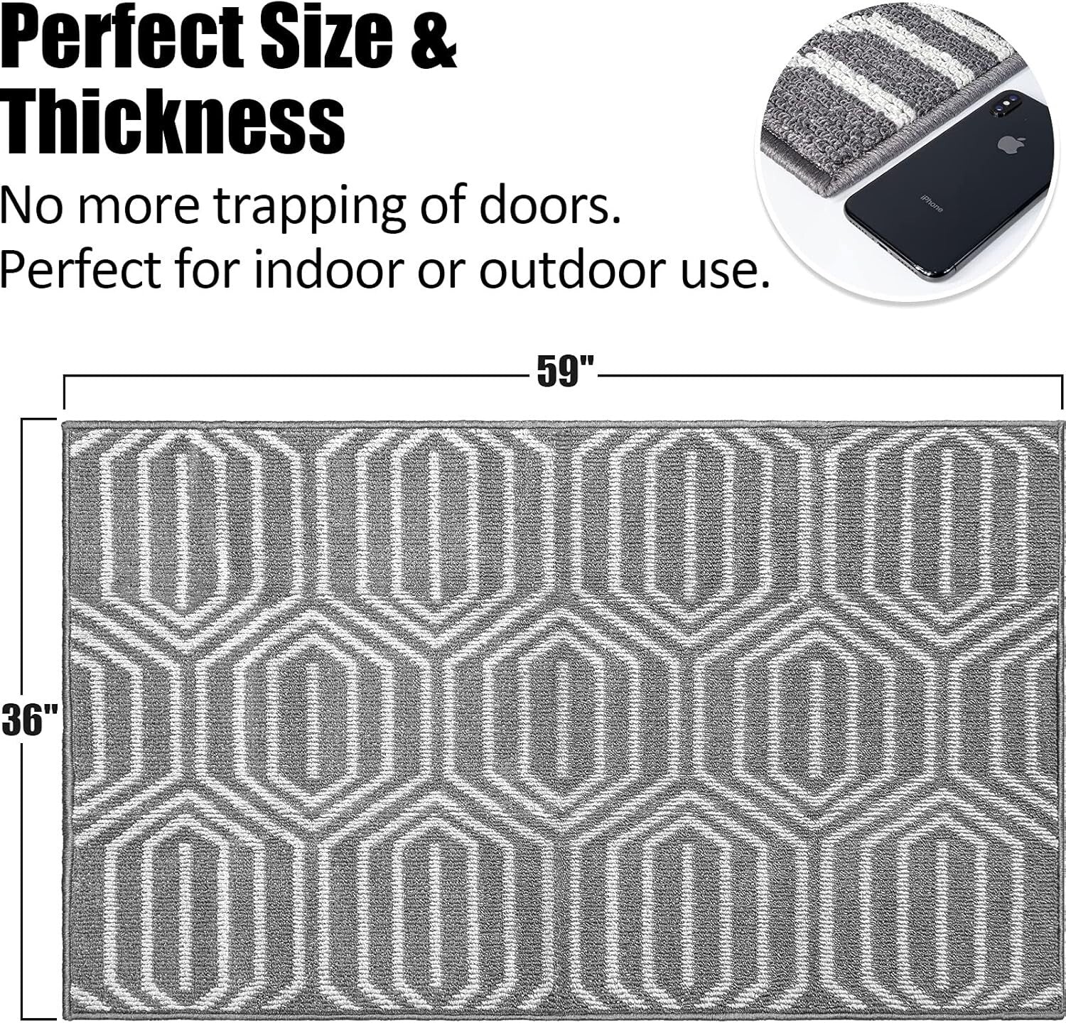 Durable Machine Washable 36"x59" Entrance Mat - Perfect for High Traffic Areas