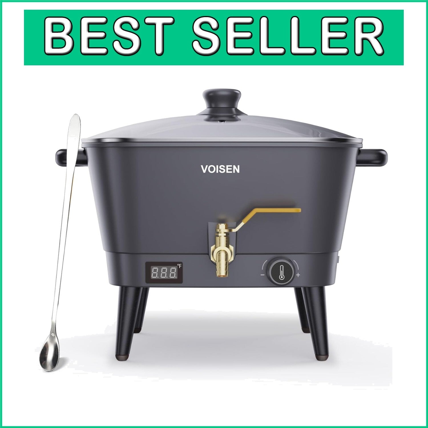 Efficient 8 Quart Wax Melter with Brass Spout and Heat Control for Creatives