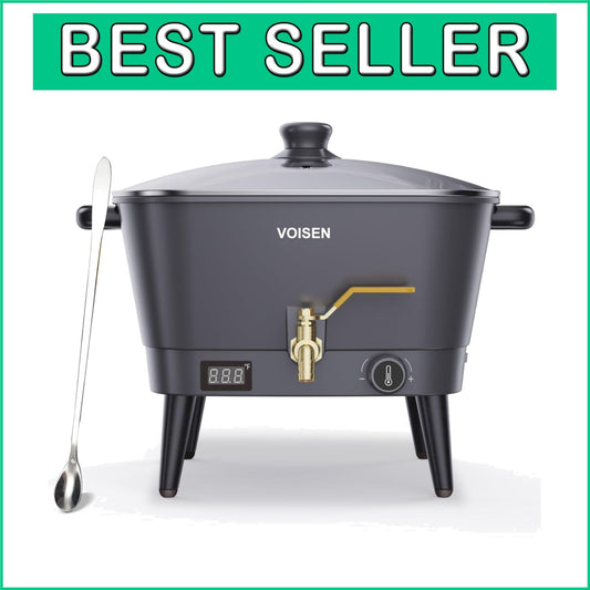 Efficient 8 Quart Wax Melter with Brass Spout and Heat Control for Creatives