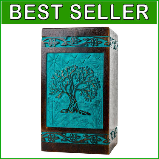Elegant Mango Wood Cremation Urn: Handcrafted, TSA Approved, 115 lbs Capacity